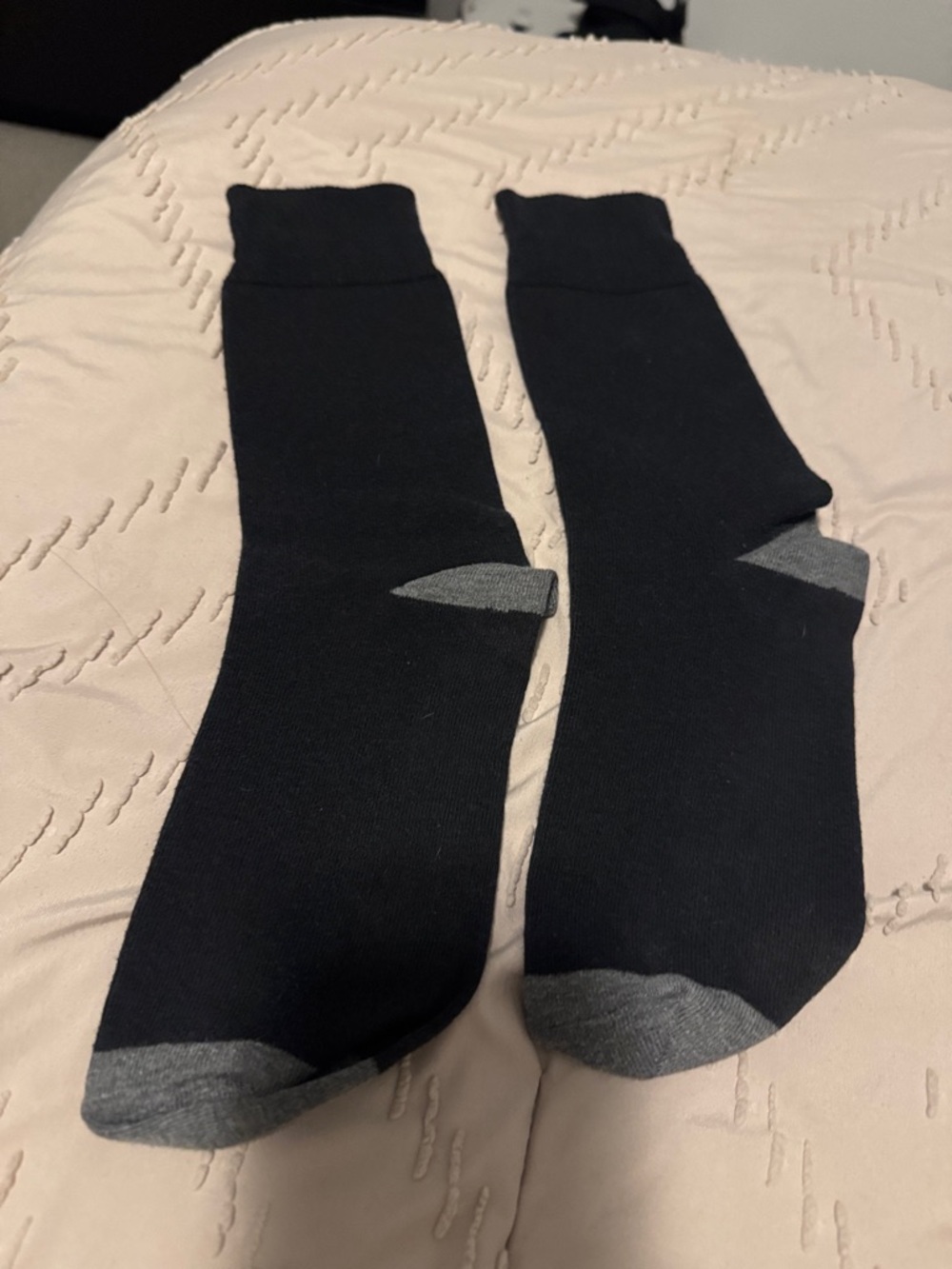 Men's Black Dress Socks with Gray Toe and Heel